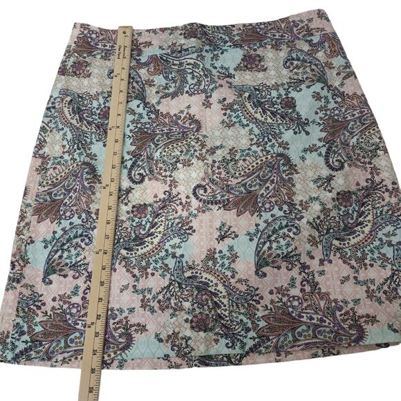 Talbots Womens Plus 16W Midi Pasiley Pencil Skirt Multicolor Pockets Stretch - Picture 3 of 10
